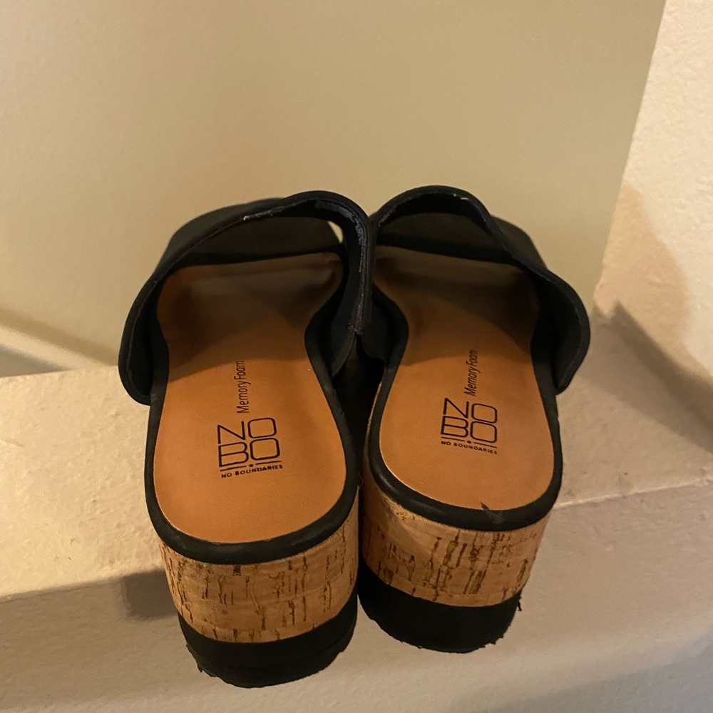 No Boundaries. Black Wedge Slide Sandals. Women’s. Slip On. Size 6. NWOT. - Picture 4 of 7